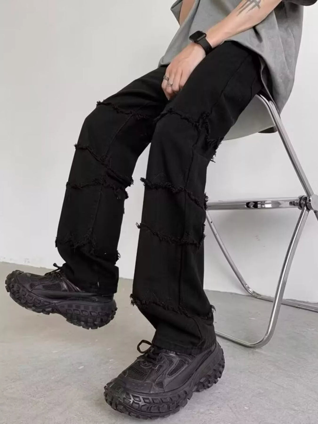 Men's Full Size Raw Hem Jeans Plus Size