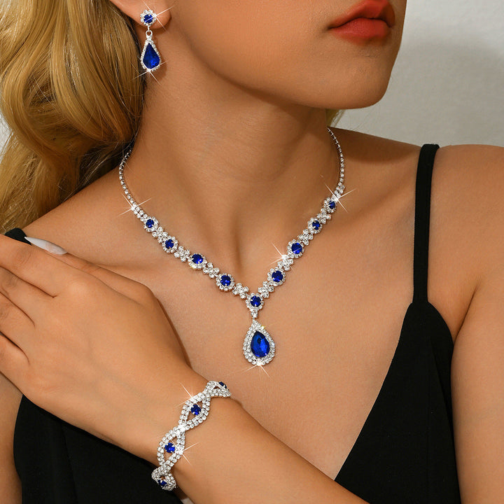 Bridal Jewelry Womens Set Cross-border European And American Crystal Water Drop