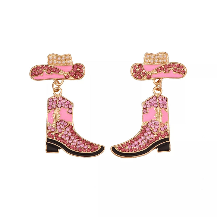 Rhinestone Boot Dangle Earrings