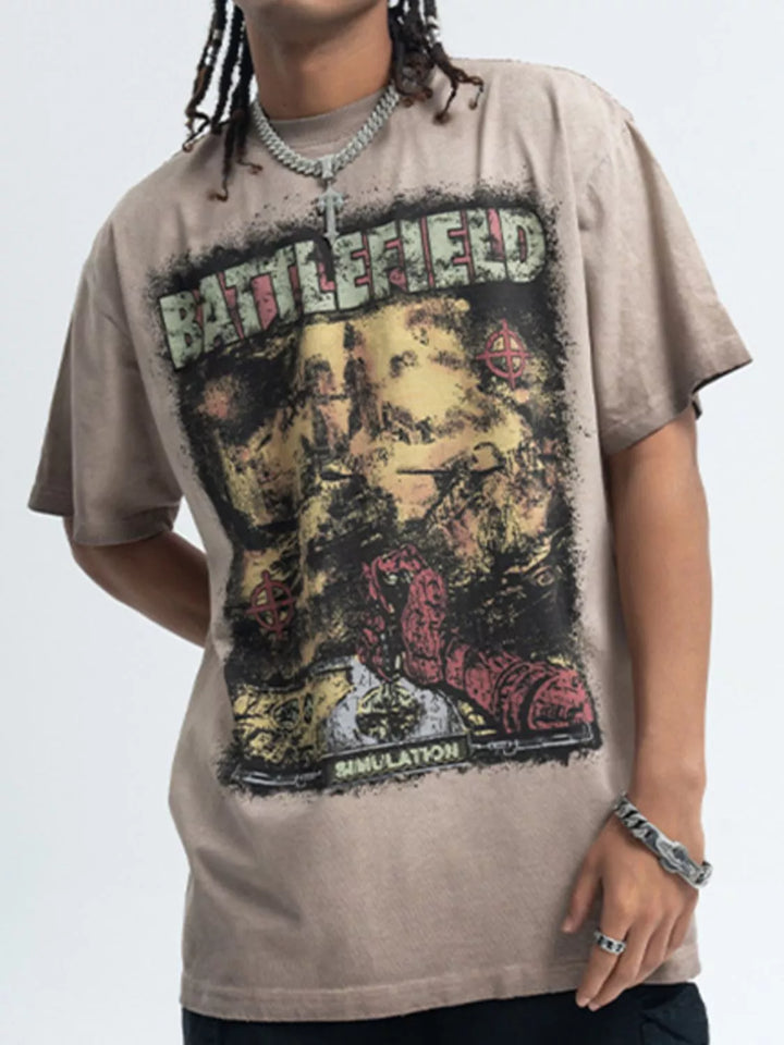 Men's Graphic Round Neck Short Sleeve T-Shirt