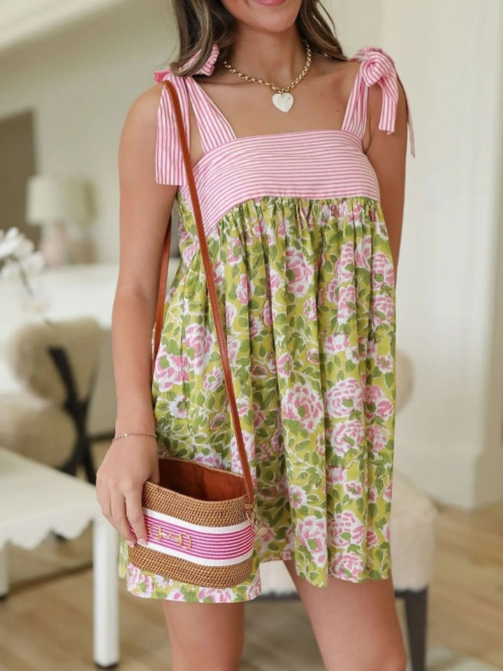 Floral Print Tie Shoulder Summer Dress