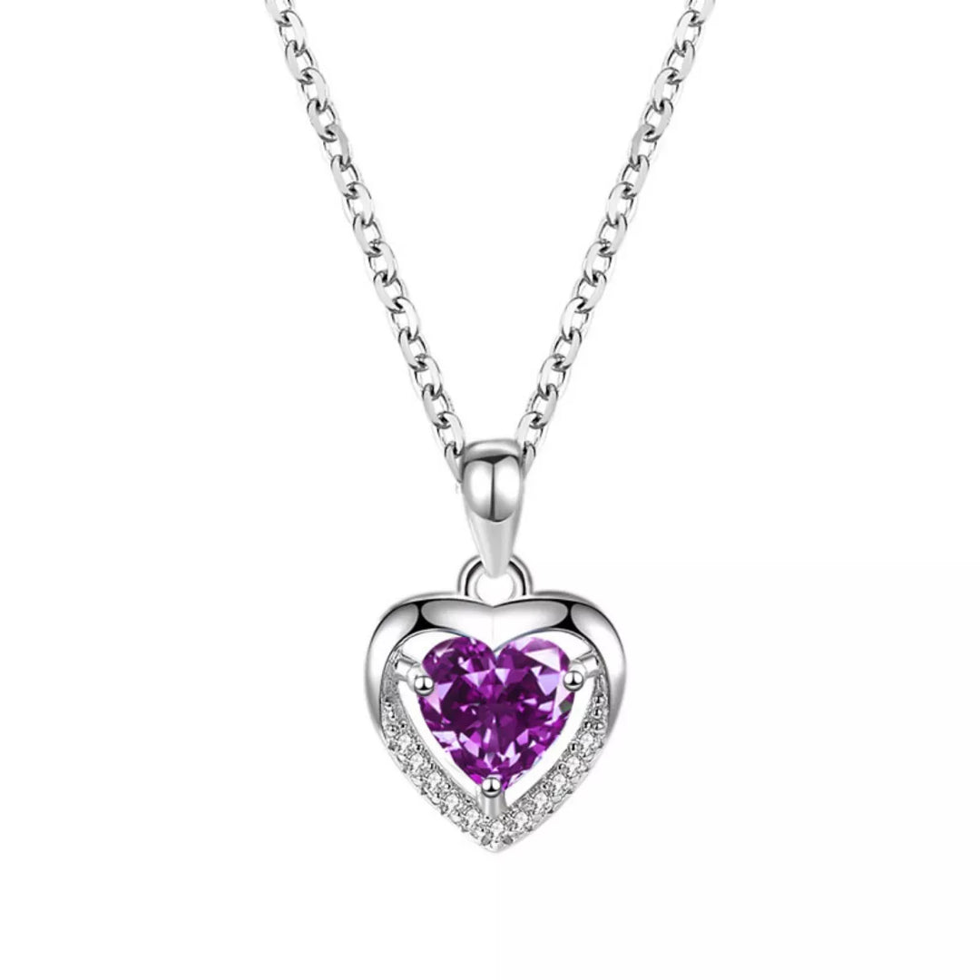 925 Sterling Silver Zircon Heart Necklace