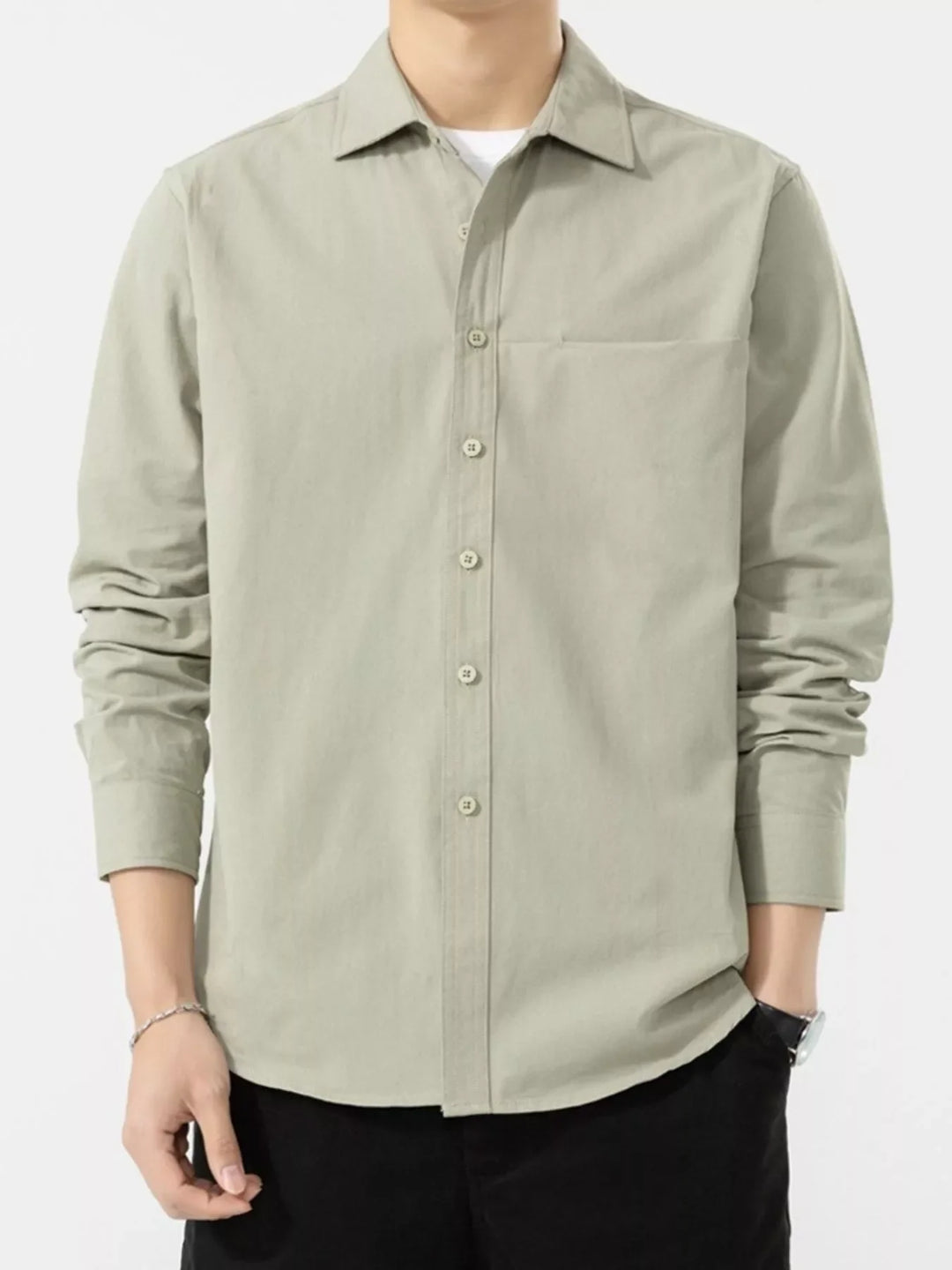 Men's Plus Size Button Up Long Sleeve Shirt