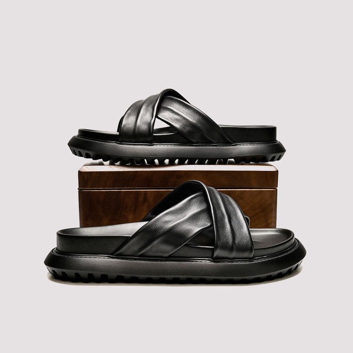 Mens Stylish Casual Cross-strap Beach Sandals With A Soft