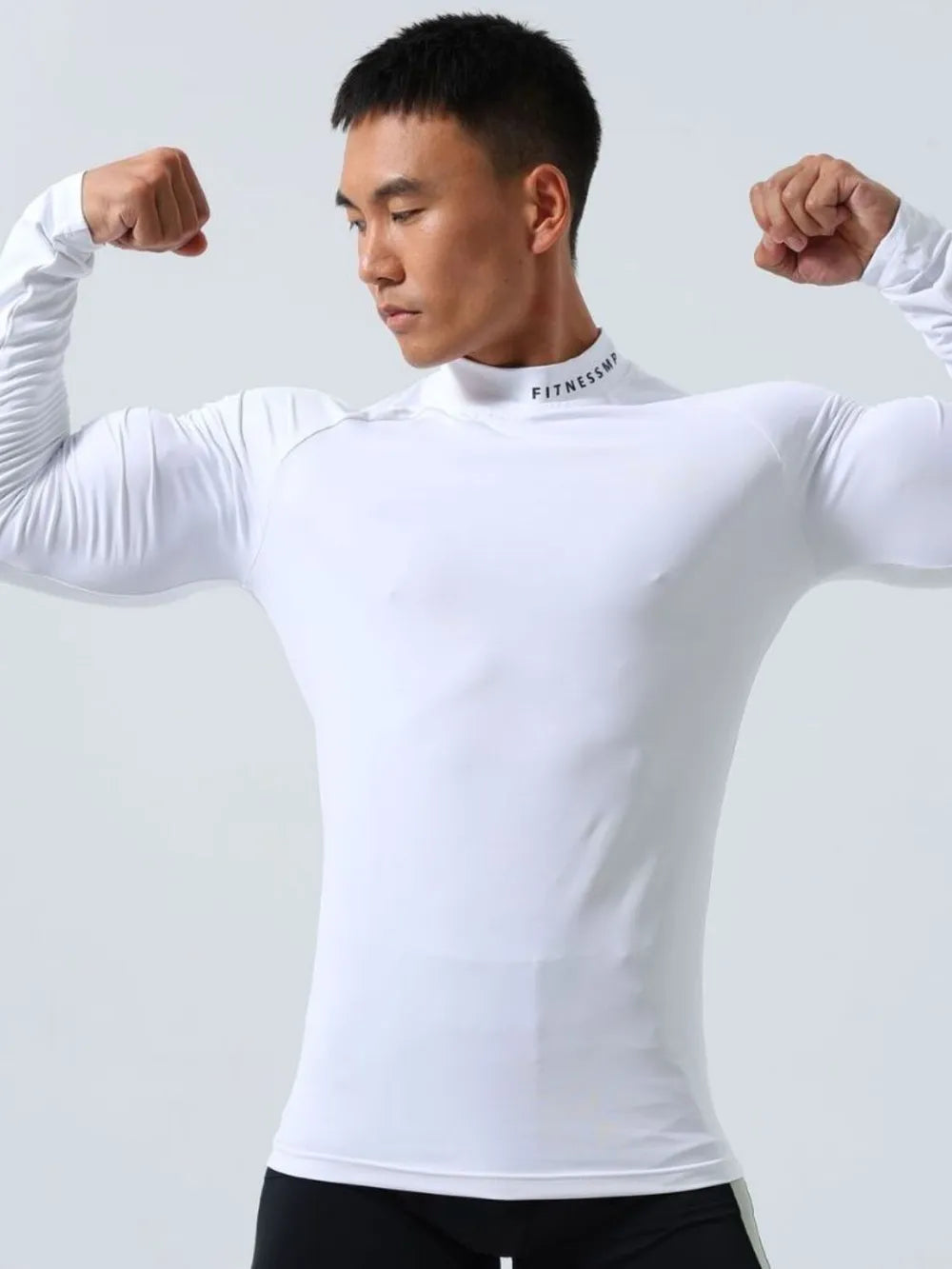 Men's Plus Size Mock Neck Long Sleeve T-Shirt