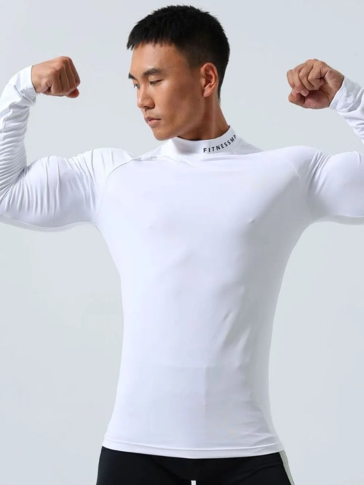 Men's Plus Size Mock Neck Long Sleeve T-Shirt
