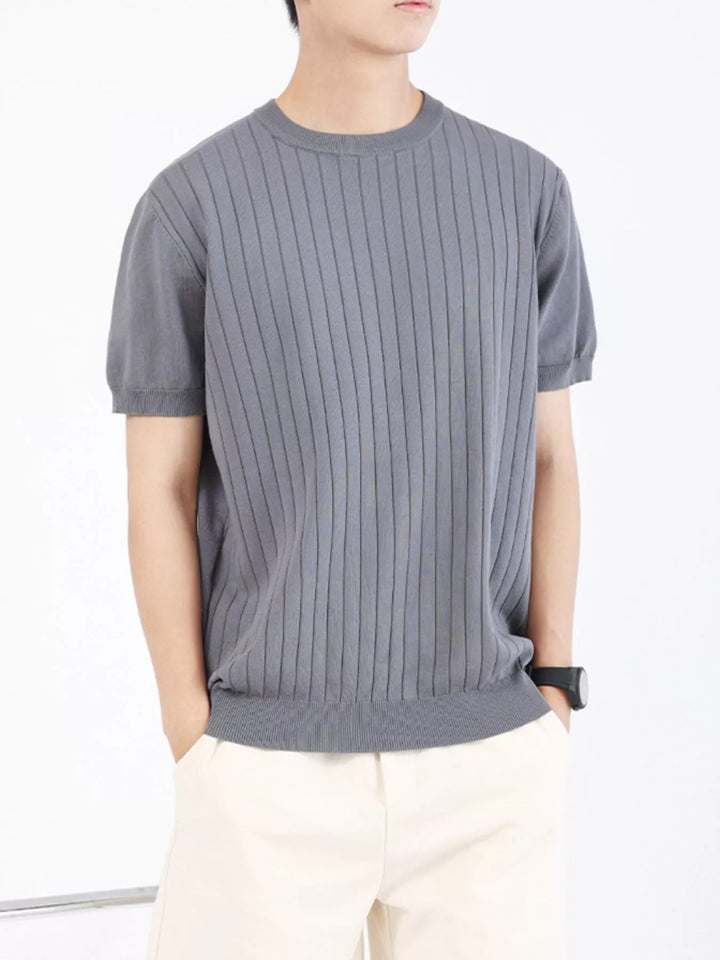 Men's Plus Size Ribbed Knit Slim Fit T-Shirt