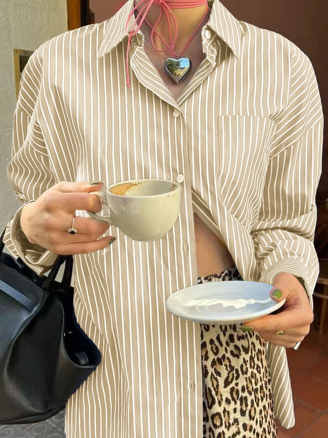 Oversized Striped Button-Down Shirt