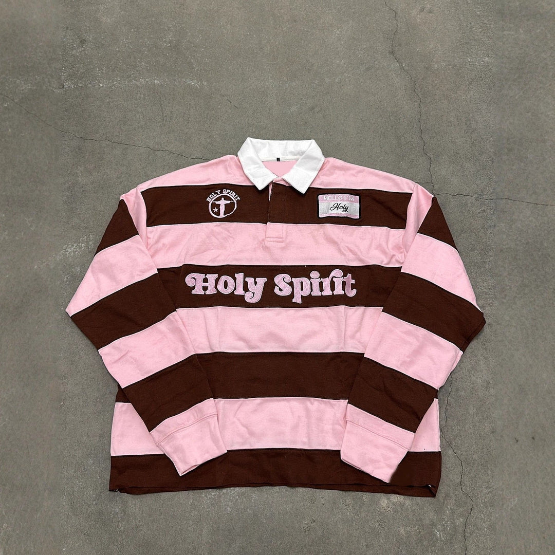 Retro Striped T-shirt With Letter Embroidery Top