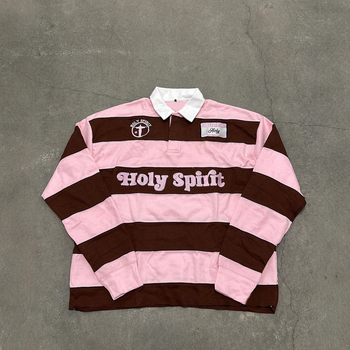 Retro Striped T-shirt With Letter Embroidery Top