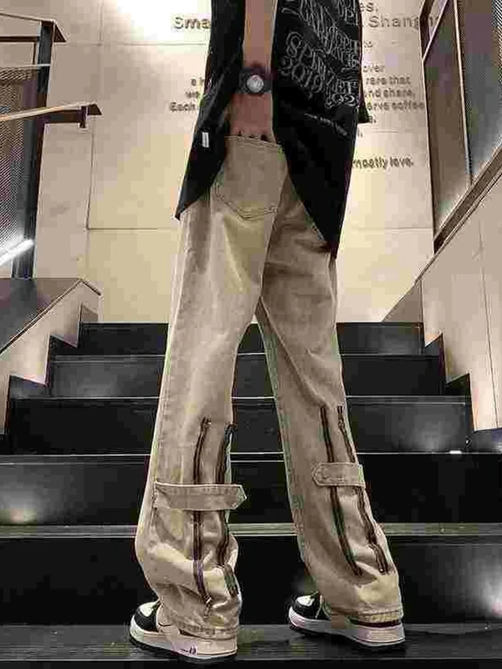 Men's Full Size Wash Wide Leg Jeans Plus Size