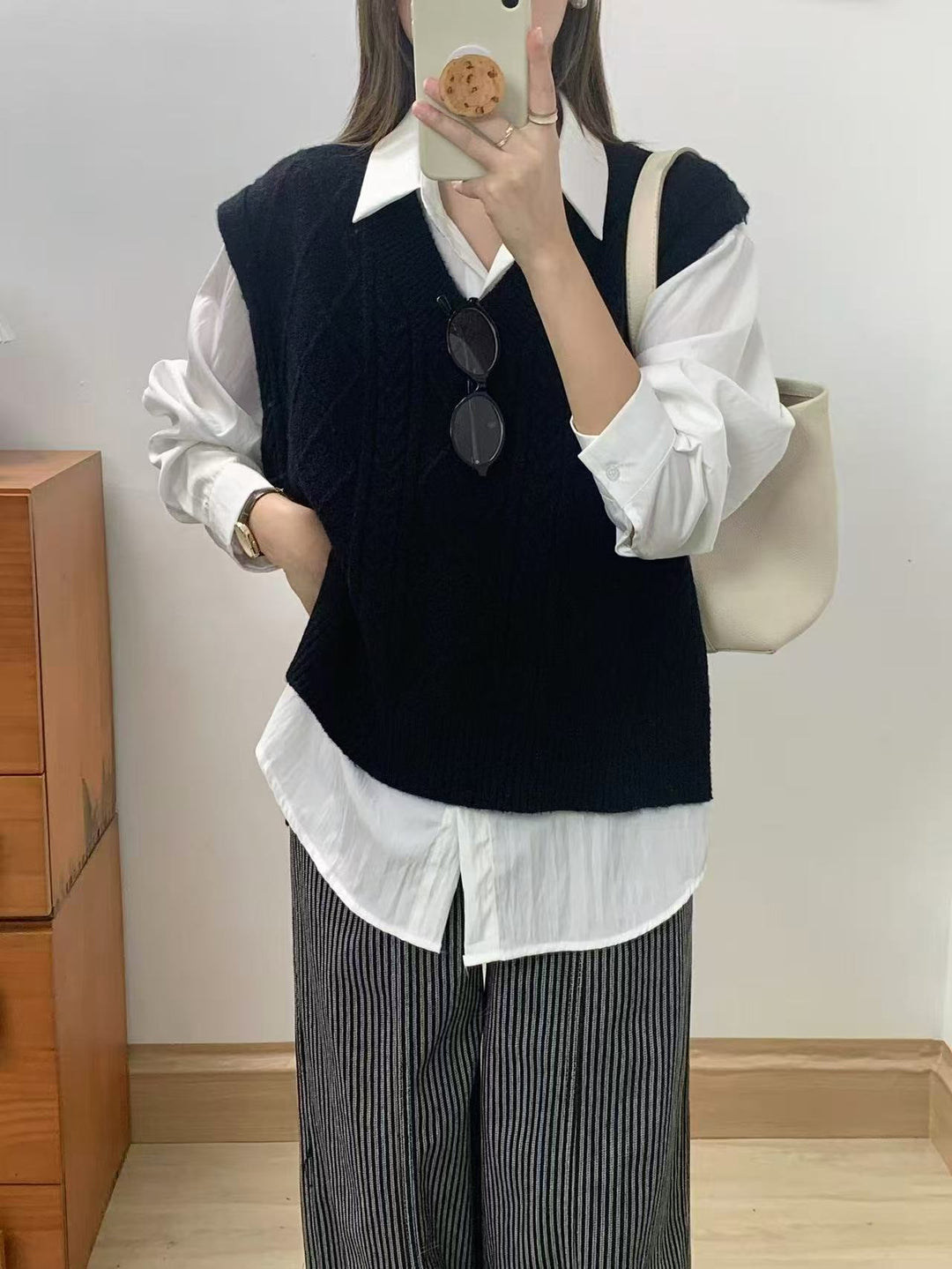 V-neck Knitted Casual Academic Style Women's Fashion Vest