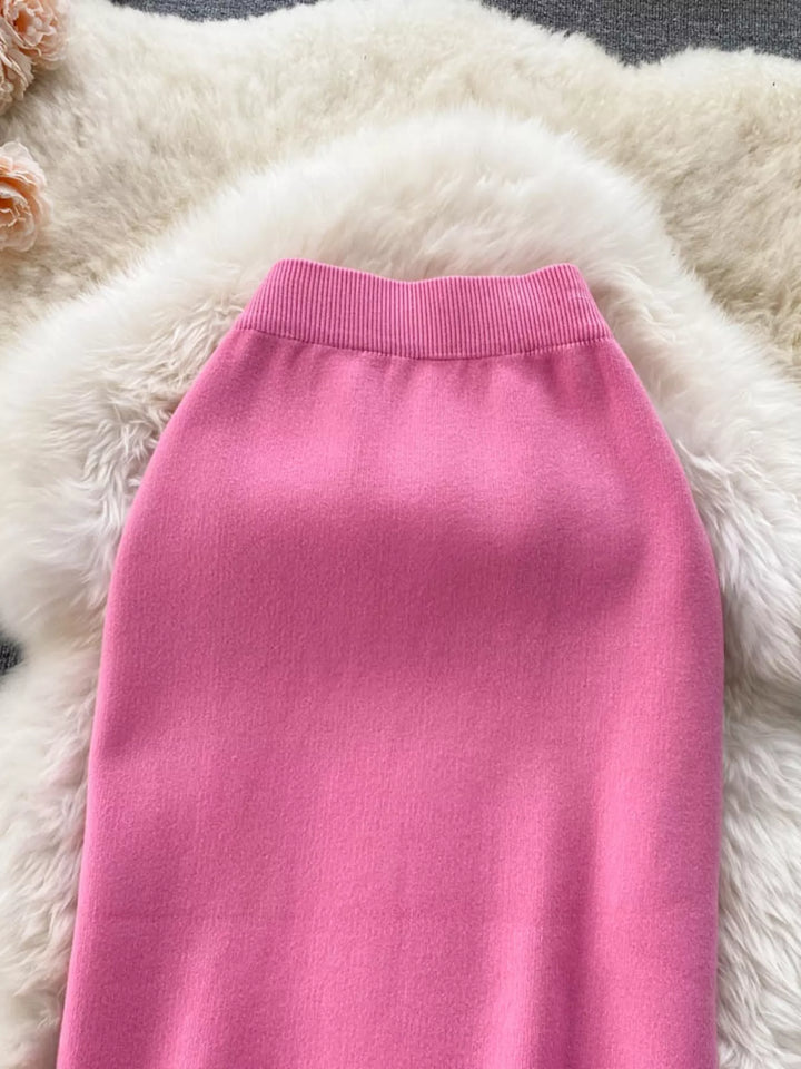 Slit Knit Midi Skirt