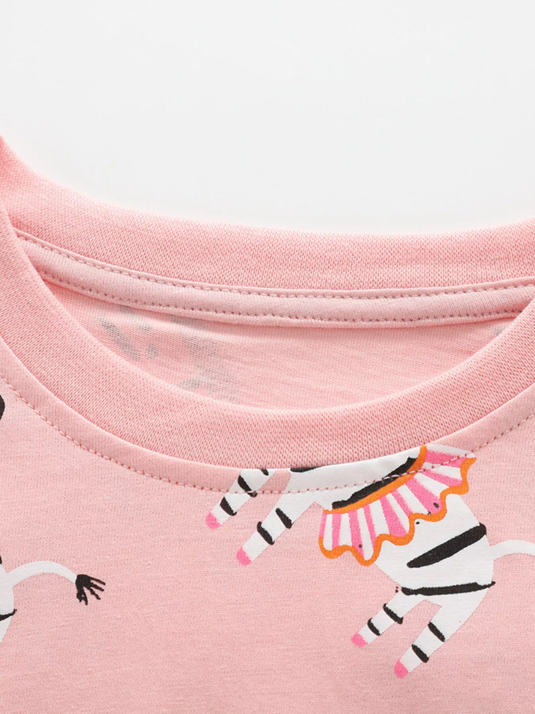 Children's Zebra Print Round Neck Top and Shorts Set