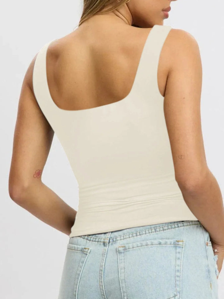 Square Neck Wide Strap Tank