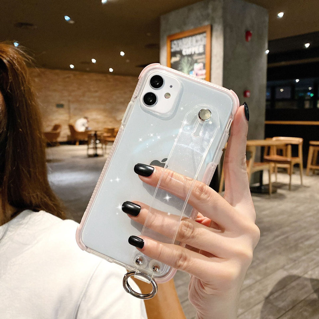 Compatible with Apple , Transparent flash powder anti falling mobile phone case