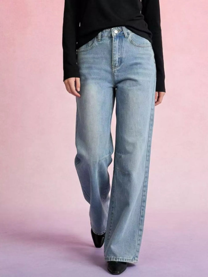 Wide Leg Wash Jeans