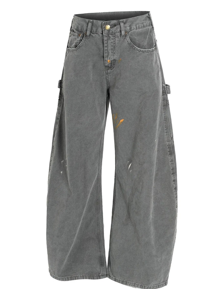 Men's Washed Distressed Curved Jeans