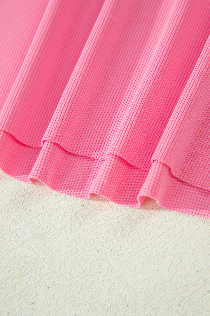 Sachet Pink Slim Tank Top Elastic High Waist Shorts 2pcs Outfit
