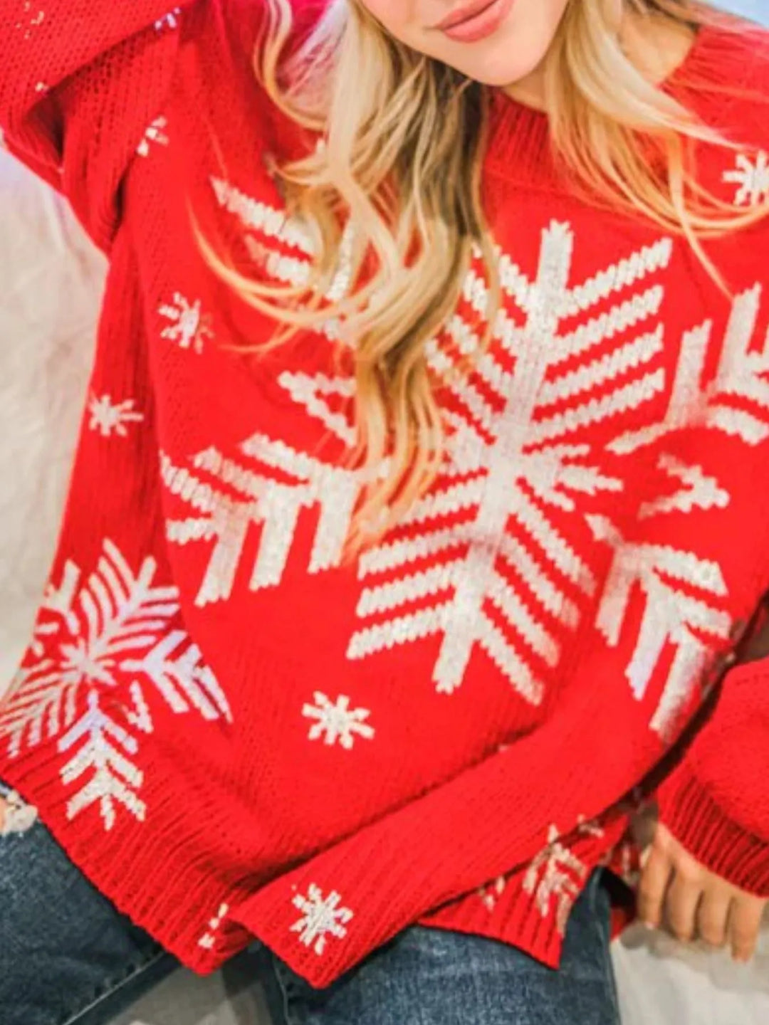 Christmas Snowflake Long Sleeve Sweater
