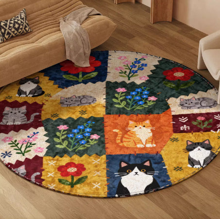 Round No Wash Wipeable Rug For Home Use