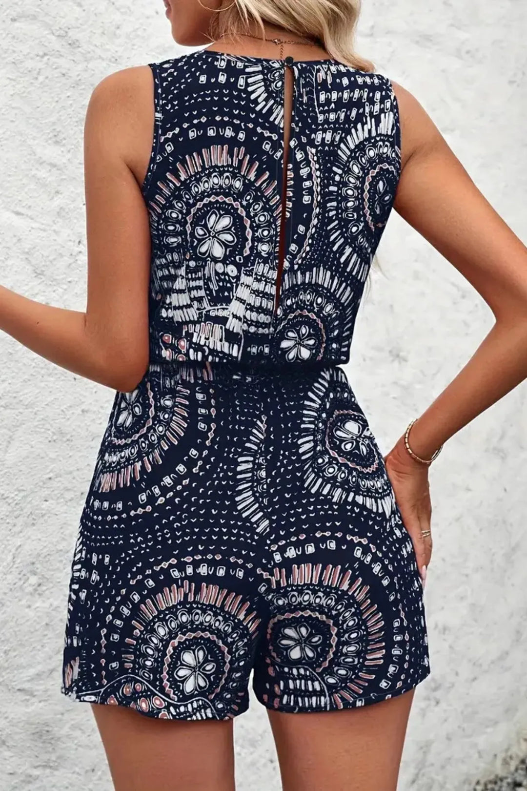 Boho Floral Print Sleeveless Summer Romper