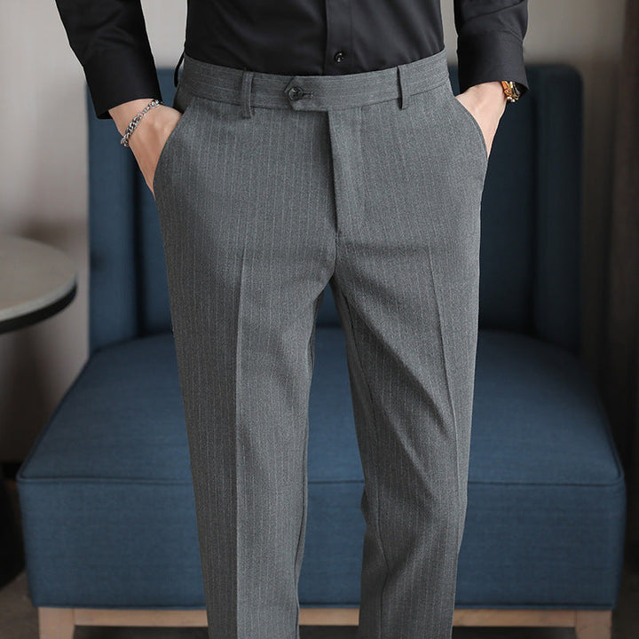 Mens Casual Pants Slim Fit Trousers Business Grade Wrinkle Resistant