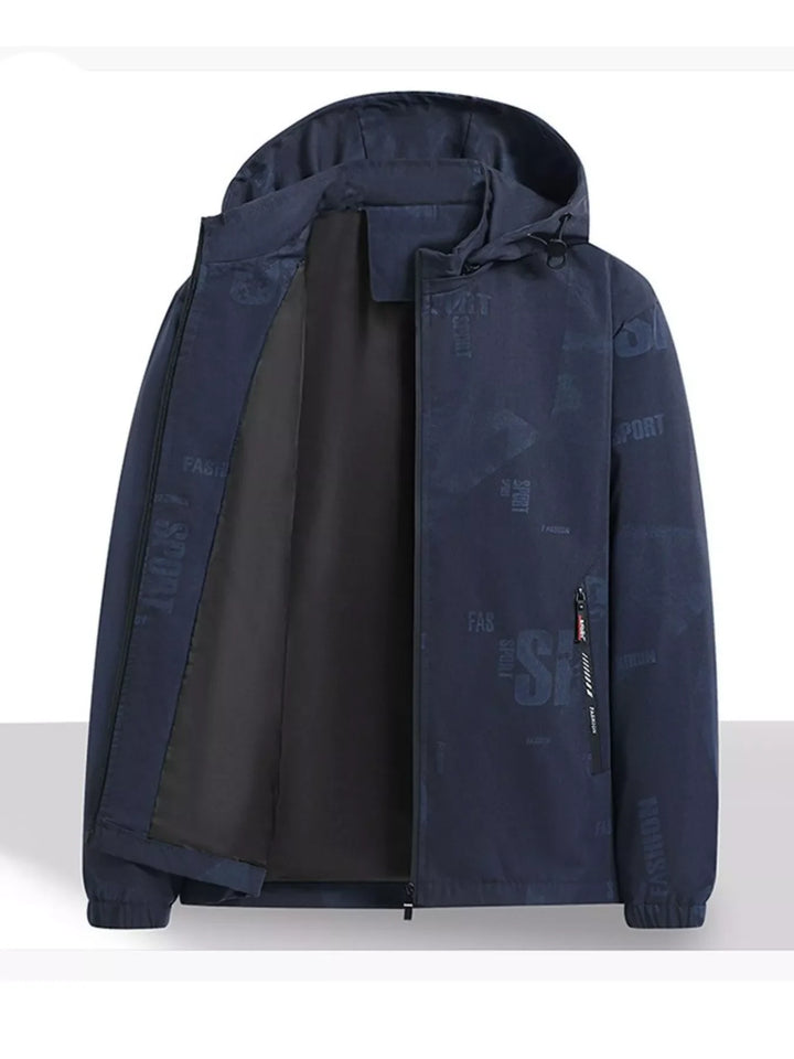 Men's Plus Size Zip Up Long Sleeve Hooded Jacket