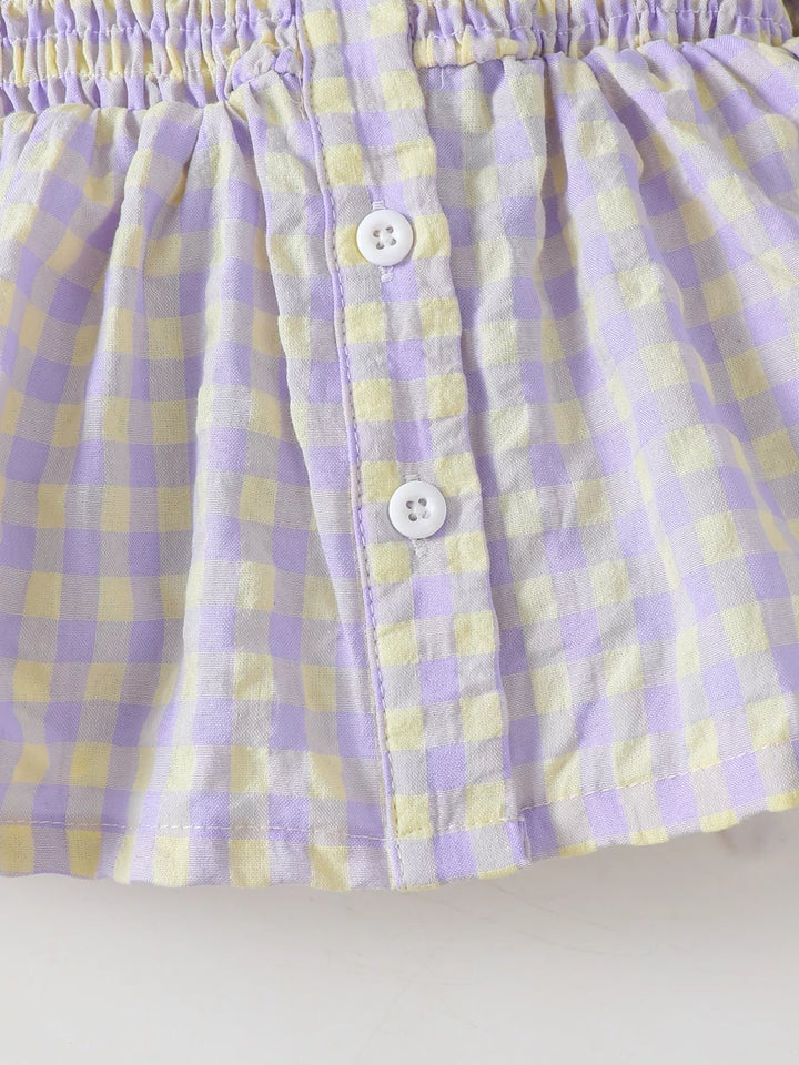 Children's Gingham Smocked Top and Bow Pants Set