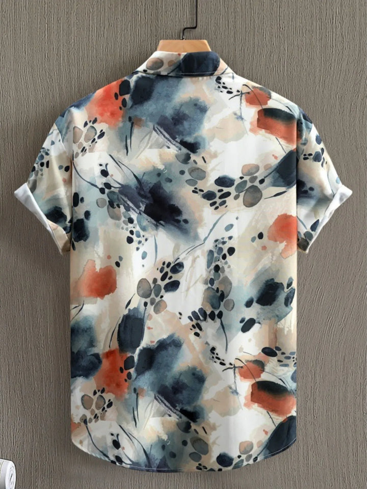 Men's Printed Button Up Short Sleeve Shirt