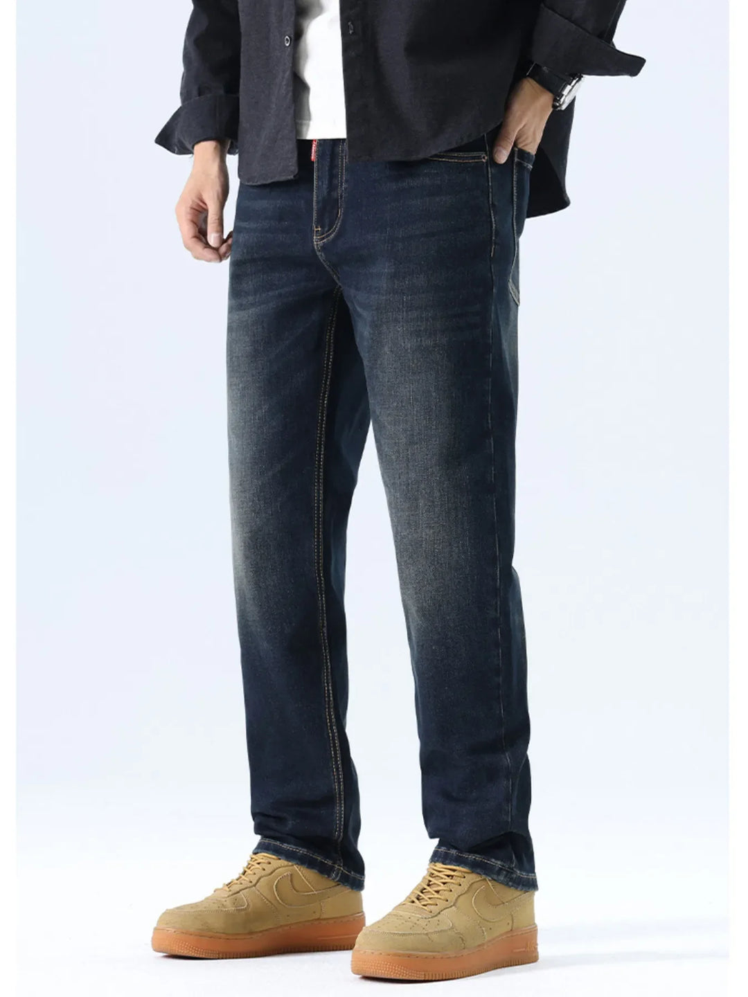 Men's Straight Leg Washed Jeans