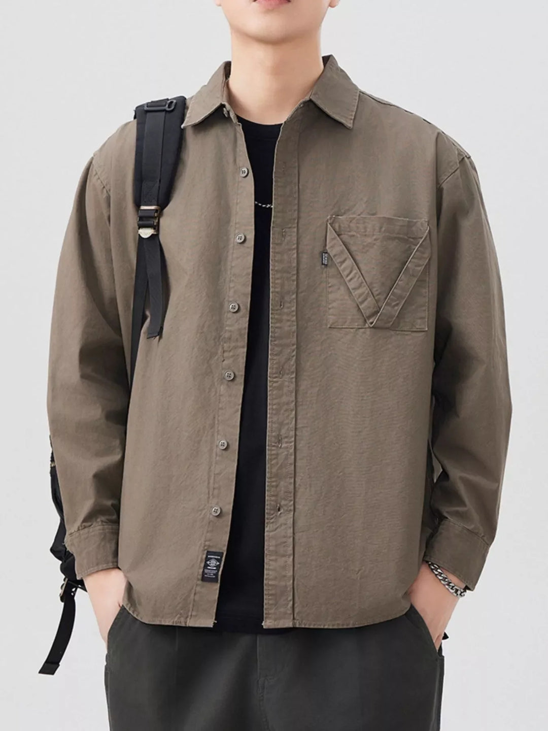 Men's Plus Size Button Up Long Sleeve Shirt