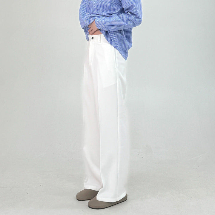 A-line Straight-leg Relaxed-fit Casual Work Trousers Mens Simple And Comfortable Long Pants