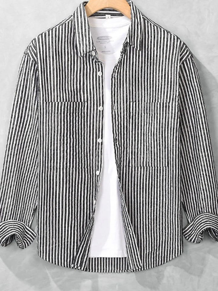 Men's Plus Size Striped Long Sleeve Shirt
