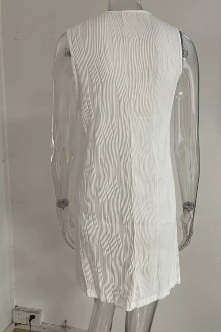 Sleeveless Textured Casual Mini Dress