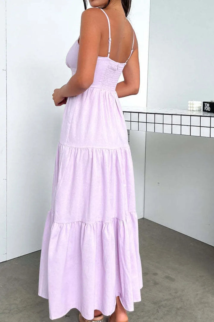 Cut-Out Tiered Dress with Spaghetti Straps
