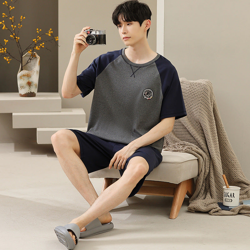 Men's Soft Short Sleeve 2 Casual Plus Size Pajamas Suit