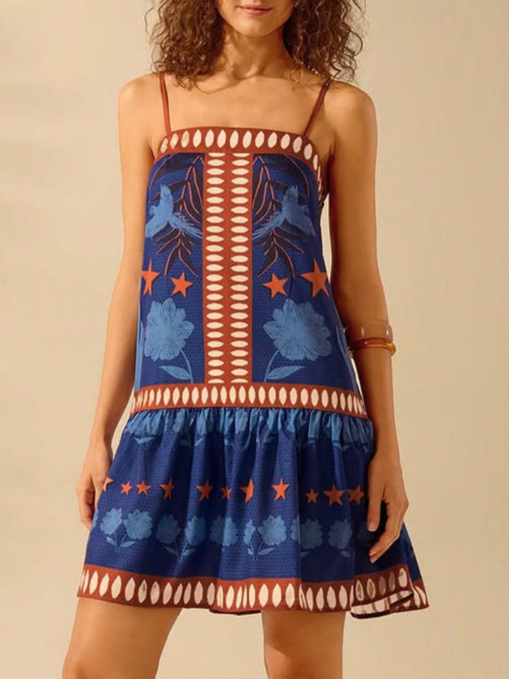 Printed Ruffle Hem Mini Dress