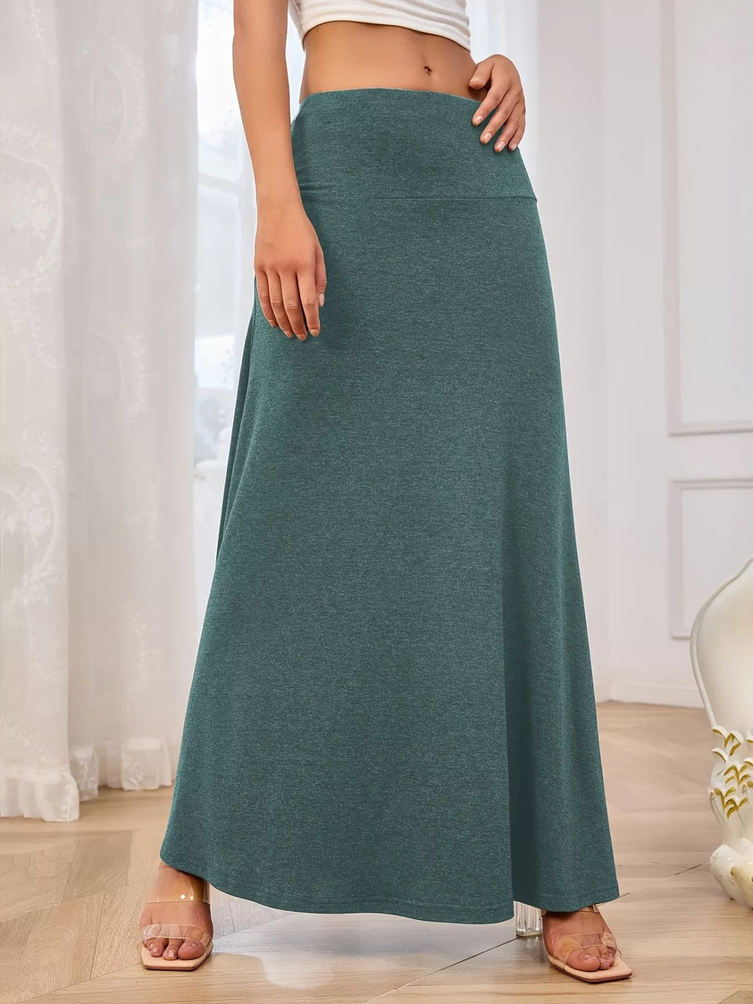 Flowy Maxi Skirt with Wide Waistband
