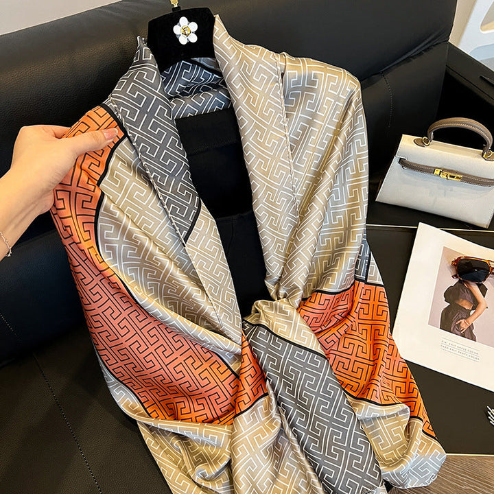 Elegant Emulation Silk Scarf Women's Spring And Summer Sun Protection Long