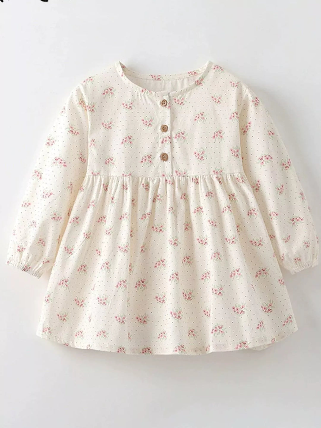 Children's Floral Print Long Sleeve Casual Dress