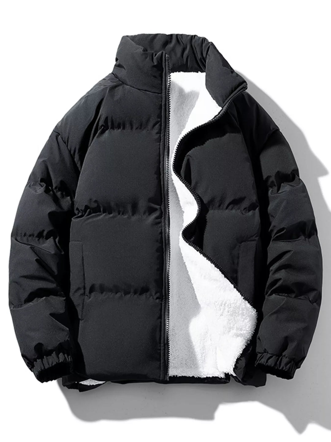 Men's Plus Size Zip Up Sherpa Lined Puffer Jacket