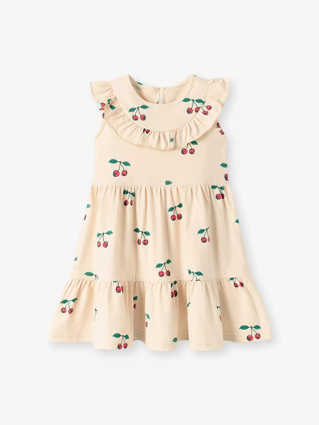 Children's Cherry Print Ruffle Neck Dress