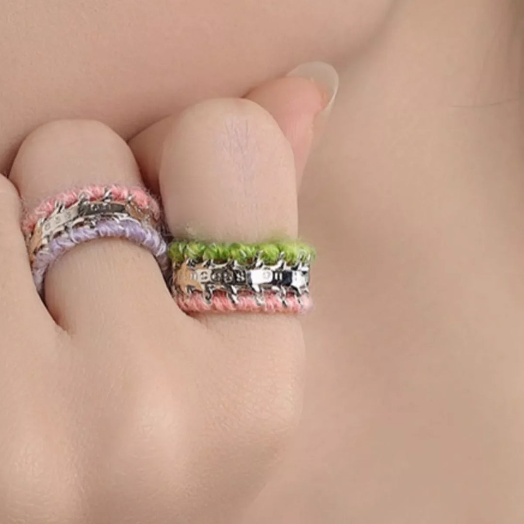 Brass Yarn-Wrapped Open Ring