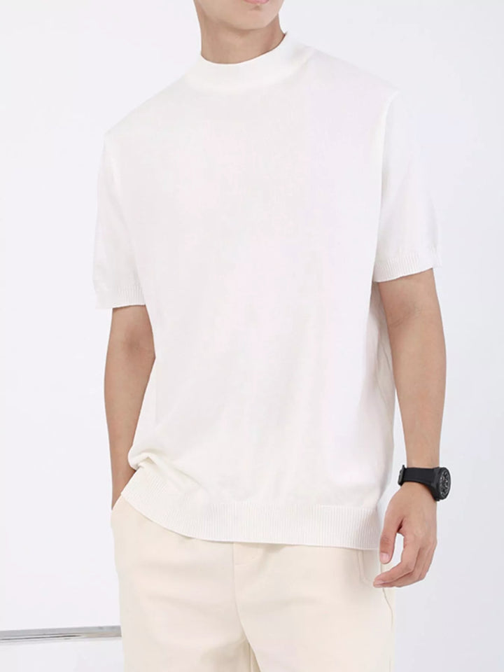 Men's Plus Size Mock Neck Knitted T-Shirt