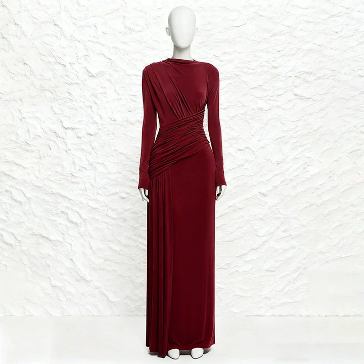 Ruched Long Sleeve Maxi Dress