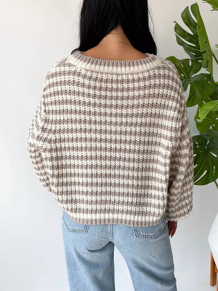 Oversized Striped Drop Shoulder Sweater