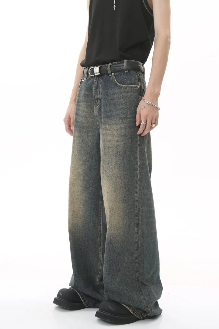 Men's Wide Leg Jeans with Pockets