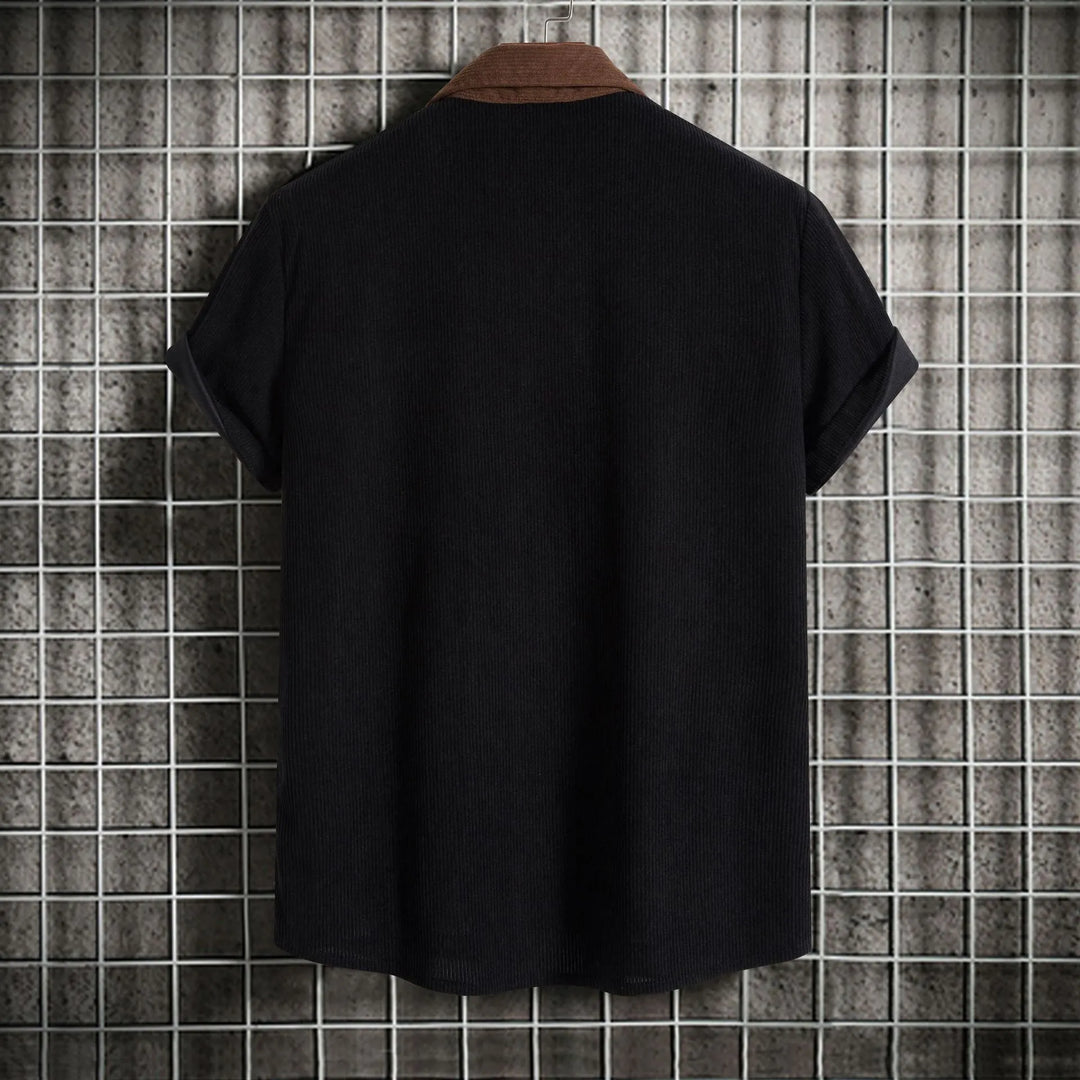 Men's Plus Size Classic Color Block Short Sleeve Shirt