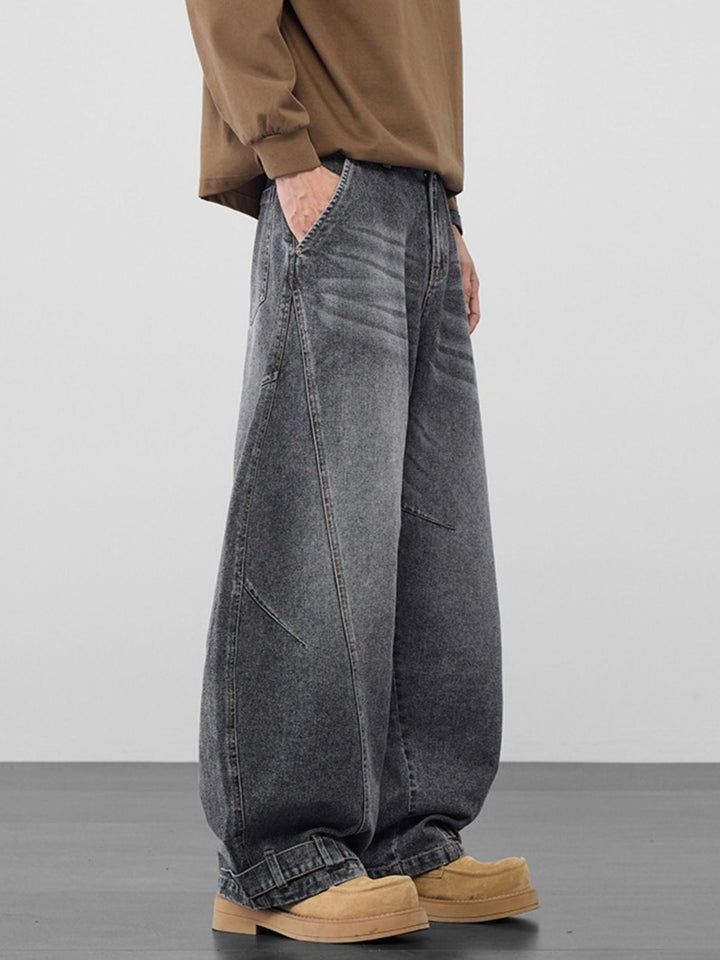 Men's Plus Size Wide Leg Vintage Wash Jeans
